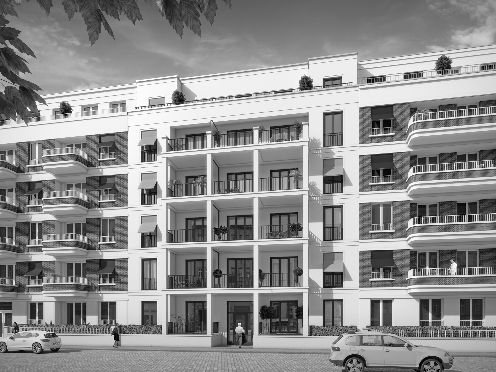 Wohnhaus mit Straßenloggia, Revaler Straße 23, Berlin, Rendering