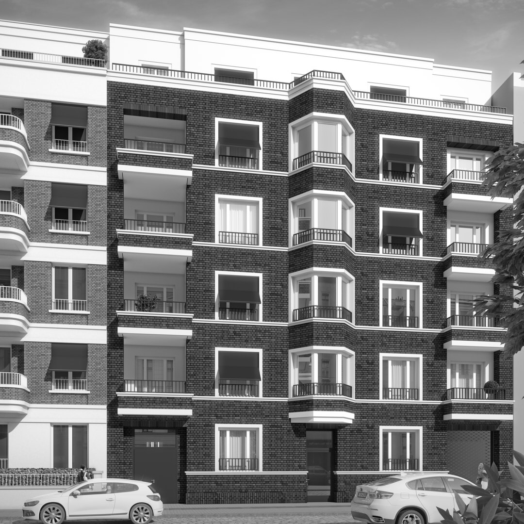 Wohnhaus mit Erker und Loggiaturm, Helmerdingstraße 6, Berlin, Rendering